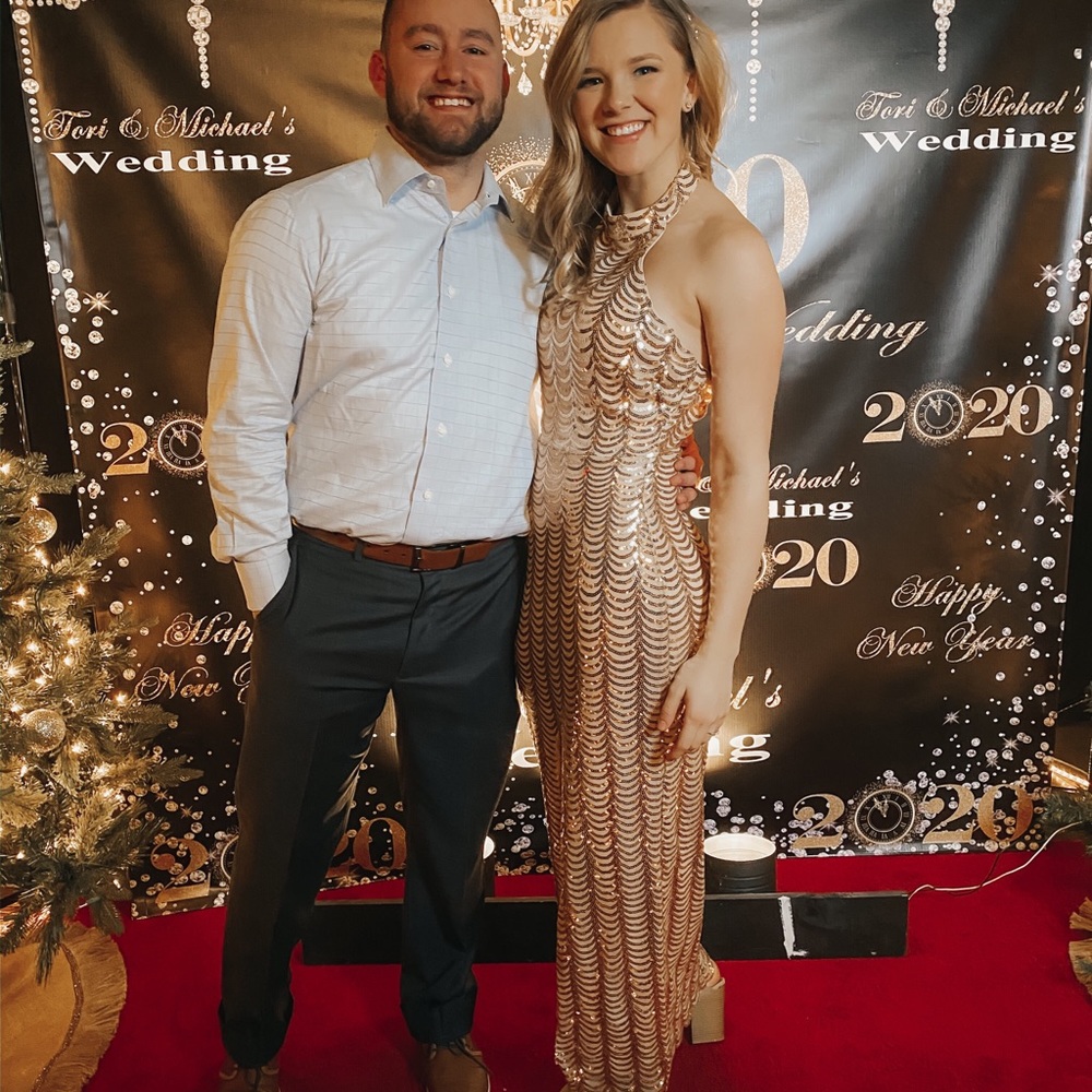 Rose Gold lulus sequin dress